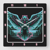 Radiant Falcon Glow-uurwerk Vierkante Klok (Voorkant)