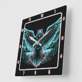Radiant Falcon Glow-uurwerk Vierkante Klok (Hoek)