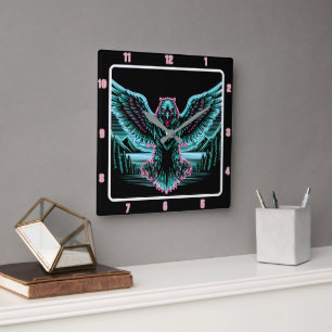 Radiant Falcon Glow-uurwerk Vierkante Klok