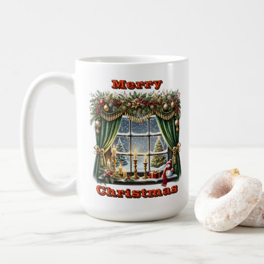 Radiant Feestelijke Venster Display Koffiemok (Met donut)