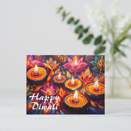 Radiant Festivity: een vrolijke Diwali viering Briefkaart (Staand voorkant)