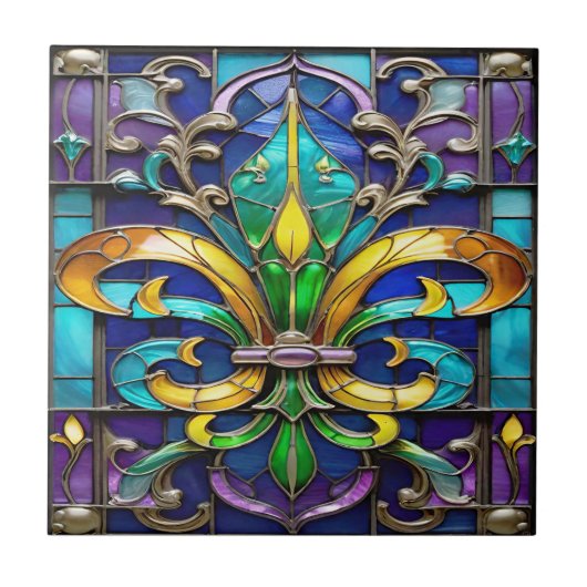 Radiant Fleur de Lis Keramische Tegel Tegeltje (Voorkant)