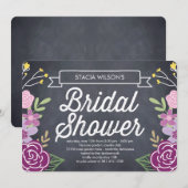 Radiant Floral Bridal Shower Invitation - Paars Kaart (Voorkant / Achterkant)