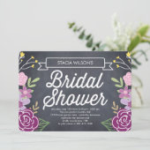 Radiant Floral Bridal Shower Invitation - Paars Kaart (Staand voorkant)