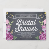 Radiant Floral Bridal Shower Invitation - Paars Kaart (Voorkant)