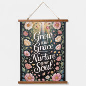 Radiant Floral Burst groeien met Grace Quote Hangend Wandkleed (Voorkant)
