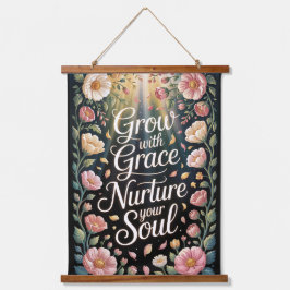 Radiant Floral Burst groeien met Grace Quote Hangend Wandkleed