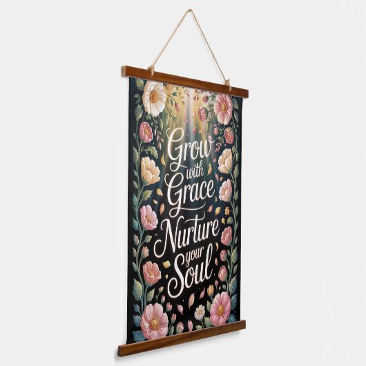 Radiant Floral Burst groeien met Grace Quote Hangend Wandkleed (Gebogen)