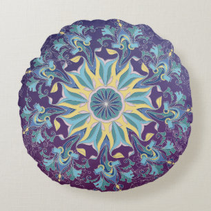 Radiant Floral Mandala Ronde Sierkussen Rond Kussen