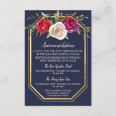Radiant Floral Navy Blue Burgundy Red Wedding Informatiekaartje (Voorkant)