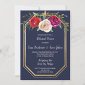 Radiant Floral Navy Blue Burgundy Rehearsal Dinner Kaart (Voorkant)