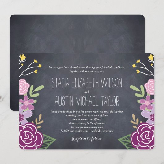 Radiant Florals Weddenschap - Paars Kaart (Voorkant / Achterkant)