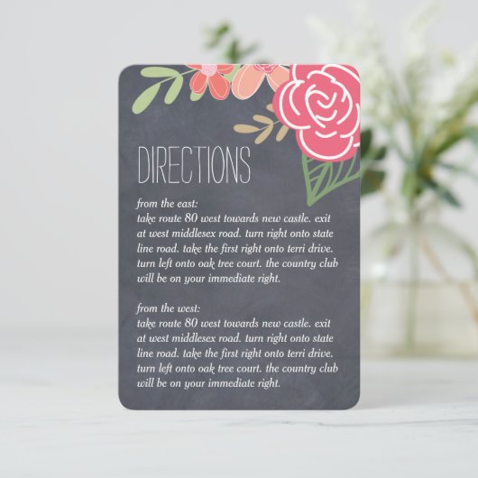 Radiant Florals Wedding Directions Kaarten (Staand voorkant)