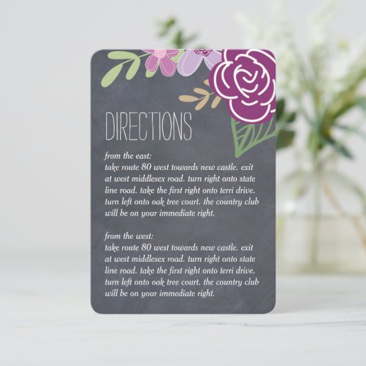 Radiant Florals Wedding Directions Kaarten (Staand voorkant)