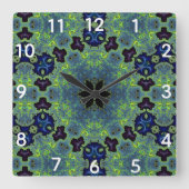 Radiant Fractal Symphony Vierkante Klok (Voorkant)