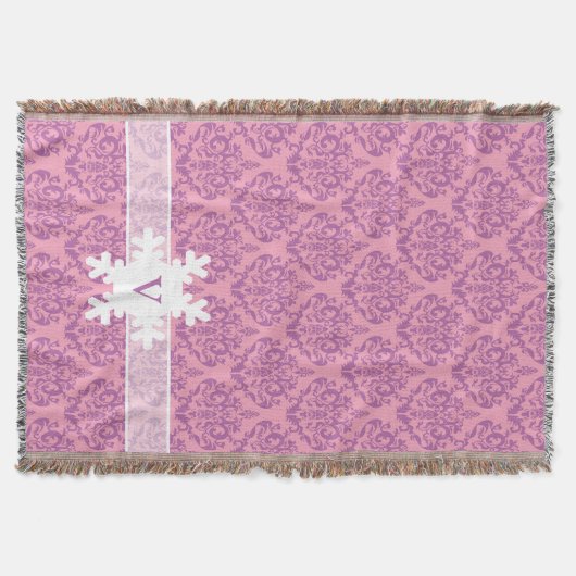 Radiant Frosted Orchid Damask met Snowflake Deken (Voorkant)