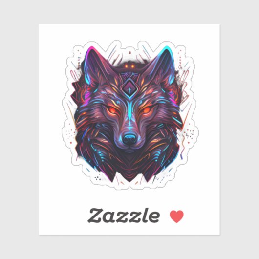 Radiant Futuristic Vivid Wolf Neon Sticker (Vel)