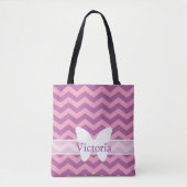 Radiant gevroren orchidee Chevrons met vlinder Tote Bag (Voorkant)