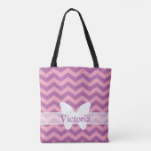 Radiant gevroren orchidee Chevrons met vlinder Tote Bag (Achterkant)
