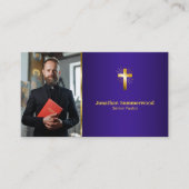 Radiant Gold Cross Pastor Foto Royal Paarse Visitekaartje (Voorkant)