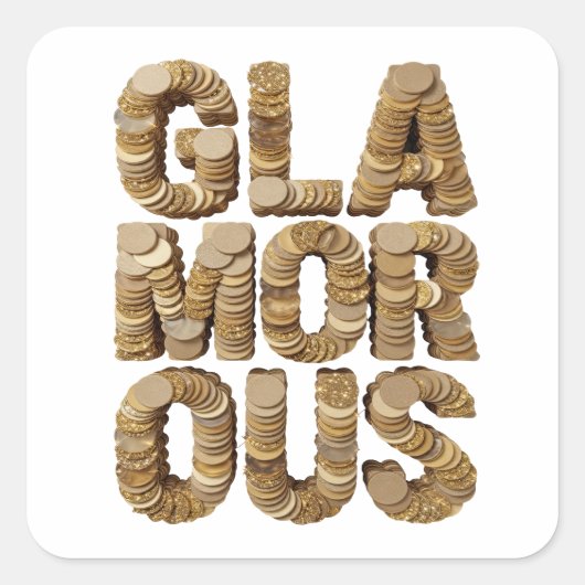 Radiant Gold GLAMOROUS Decal Ontwerp Vierkante Sticker (Voorkant)