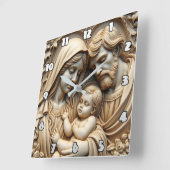 Radiant Golden Holy Family Relief Vierkante Klok (Hoek)