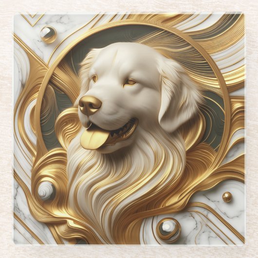 Radiant Golden Retriever Marble Glow Glazen Onderzetter (Voorkant)