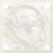 Radiant Golden Retriever Marble Glow Glazen Onderzetter (Achterkant)