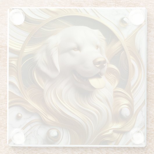 Radiant Golden Retriever Marble Glow Glazen Onderzetter (Achterkant)