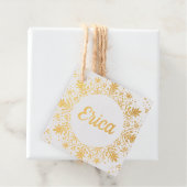 Radiant Golden Snowflake Elegance Bedankjes Labels (Met doos)