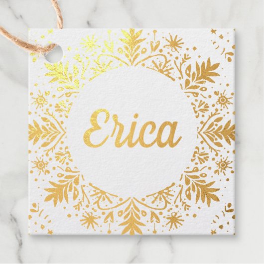 Radiant Golden Snowflake Elegance Bedankjes Labels (Voorkant)