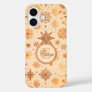 Radiant Golden Snowflake Elegance iPhone 16 Hoesje