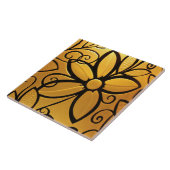 Radiant Golden Yellow Floral Design Tegeltje (Zijkant)