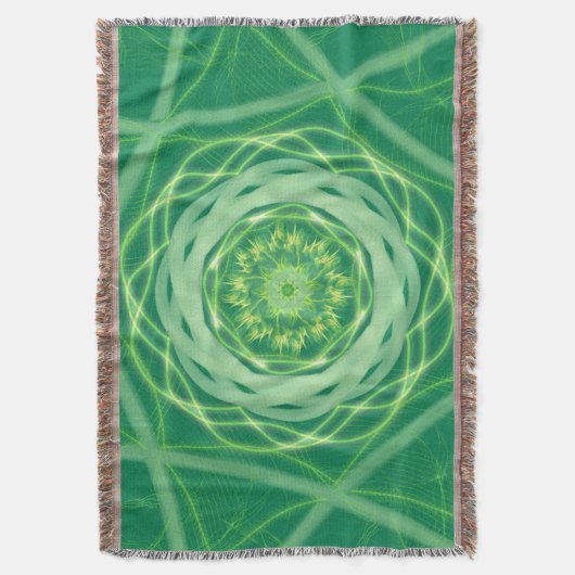 Radiant Green Spirograph Mandala Deken (Voorkant Verticaal)