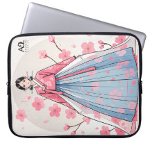 Radiant Hanbok Vrouw Verfraaid Met Cherry Bloss