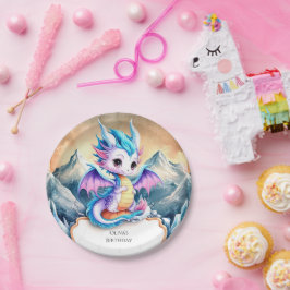 Radiant Happy Dragon Verjaardag Papieren Bordje