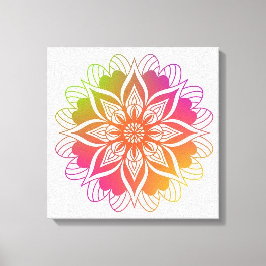 Radiant Harmony: Boho Sinaasappel en Roze Mandala Canvas Afdruk (Voorkant)