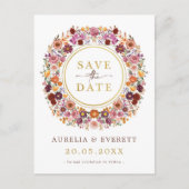 Radiant Herfst Wildflower Krans Save the Date Aankondigingskaart (Voorkant)