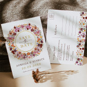 Radiant Herfst Wildflower Krans Save the Date Aankondigingskaart