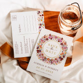 Radiant Herfst Wildflower Krans Save the Date Aankondigingskaart