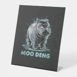 Radiant Hippo Moo Deng Reclamebord Met Voetstuk