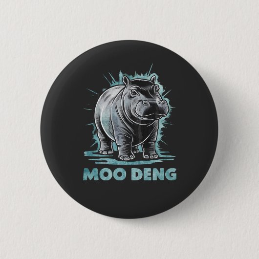 Radiant Hippo Moo Deng Ronde Button 5,7 Cm (Voorkant)