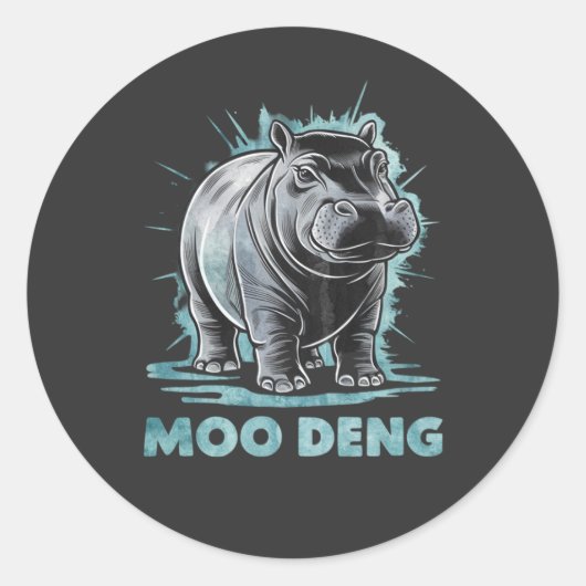 Radiant Hippo Moo Deng Ronde Sticker (Voorkant)