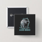 Radiant Hippo Moo Deng Vierkante Button 5,1 Cm (Voorkant /achterkant)