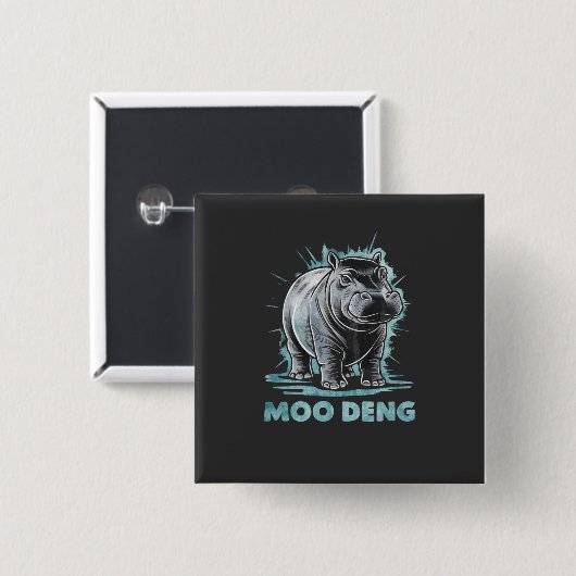 Radiant Hippo Moo Deng Vierkante Button 5,1 Cm (Voorkant /achterkant)