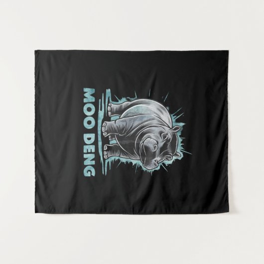 Radiant Hippo Moo Deng Wandkleed (Voorkant (horizontaal))