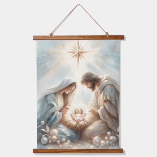 Radiant Holy Family Nativity Scene Hangend Wandkleed (Voorkant)