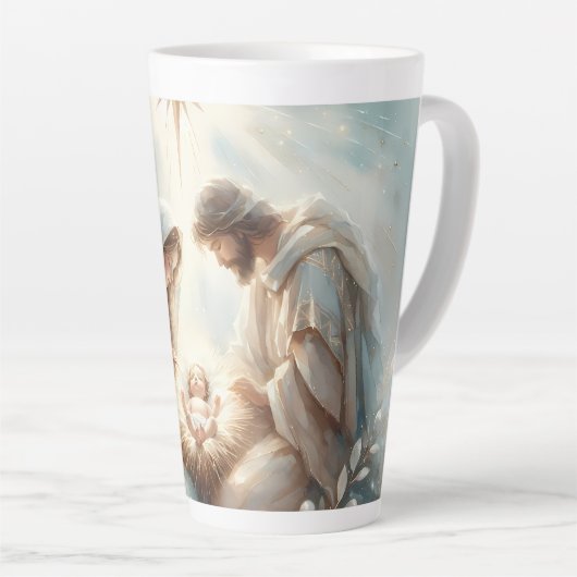 Radiant Holy Family Nativity Scene Latte Mok (Rechterhoek)