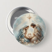 Radiant Holy Family Nativity Scene Ronde Button 7,6 Cm (Voorkant /achterkant)