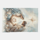 Radiant Holy Family Nativity Scene Theedoek (Horizontaal)